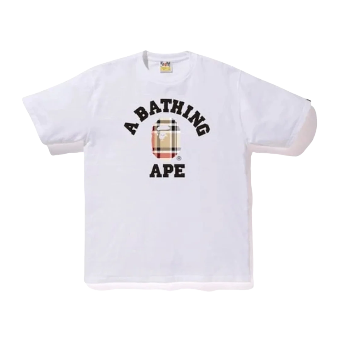 Bape Check College Tee White/Beige