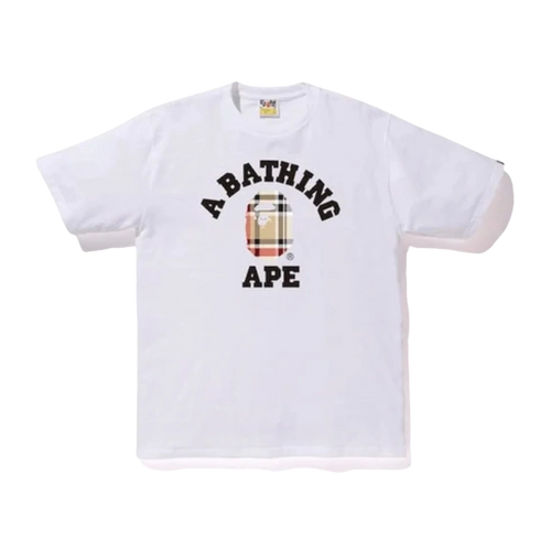Bape Check College Tee White/Beige