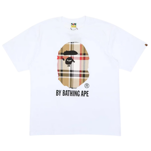 Bape A Bathing Ape Check by Bathing Tee White/Beige