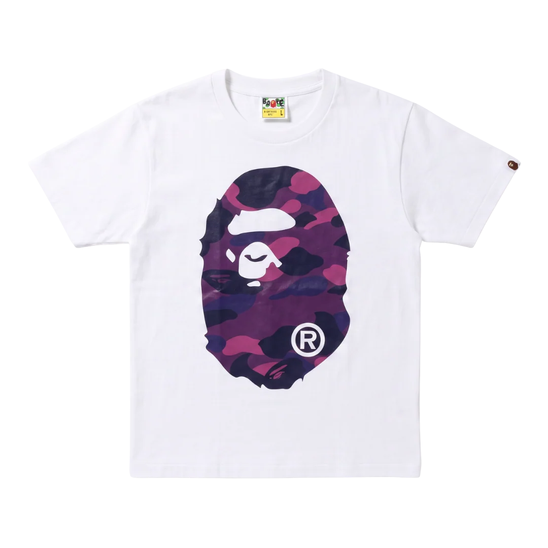 Bape Color Camo Big Ape Head Tee White/Purple