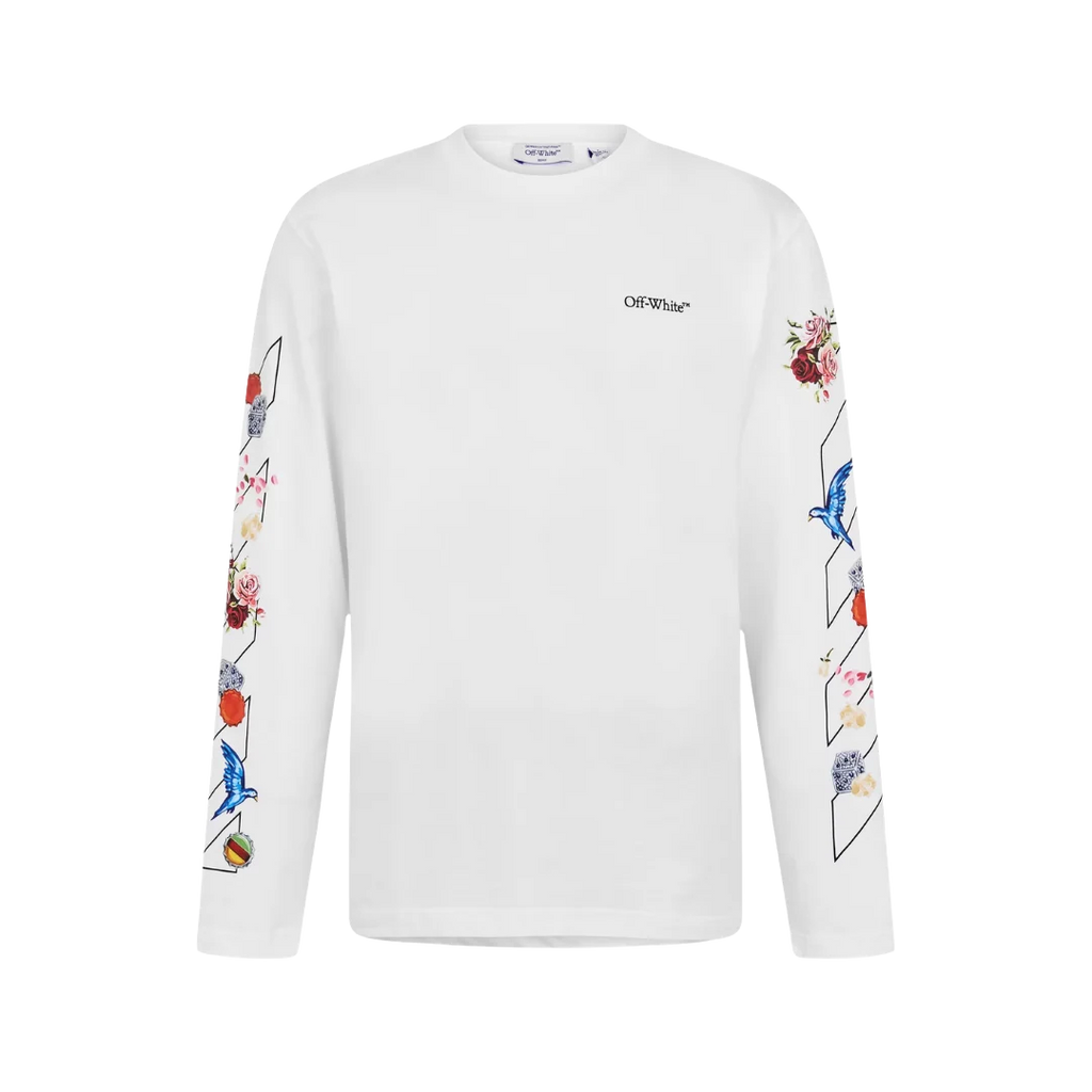 Off White - Fresco Diag Skate L/S Tee White