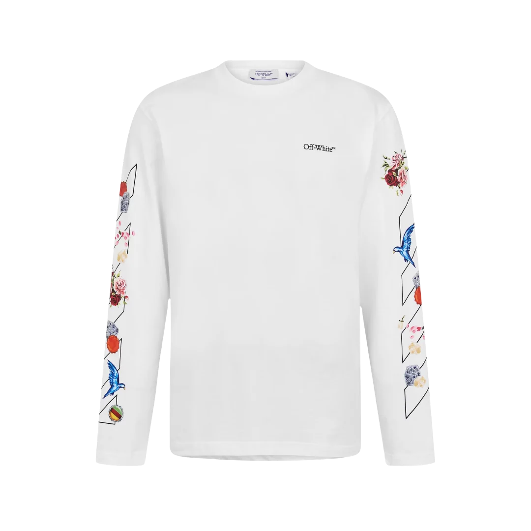 Off White - Fresco Diag Skate L/S Tee White
